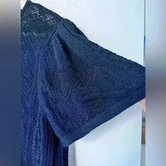 Witchery Women’s Navy Blue Garden Girl Preppy Prep Sheer Puff Sleeve Top Small - Picture 8 of 14